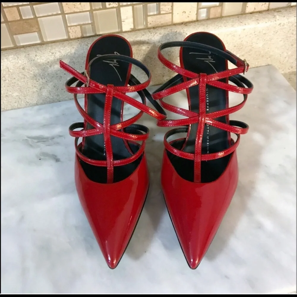 Red Strappy Heels - Picture 2 of 6